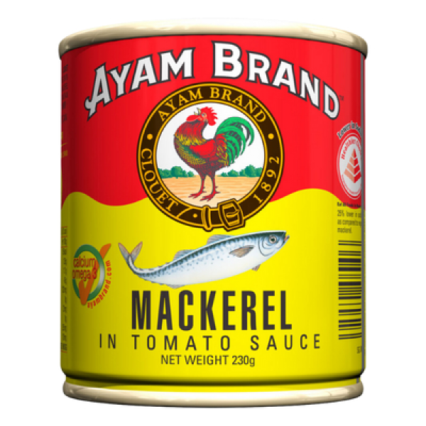 AYAM BRAND MACKEREL IN TOMATO 230G (BUFF)