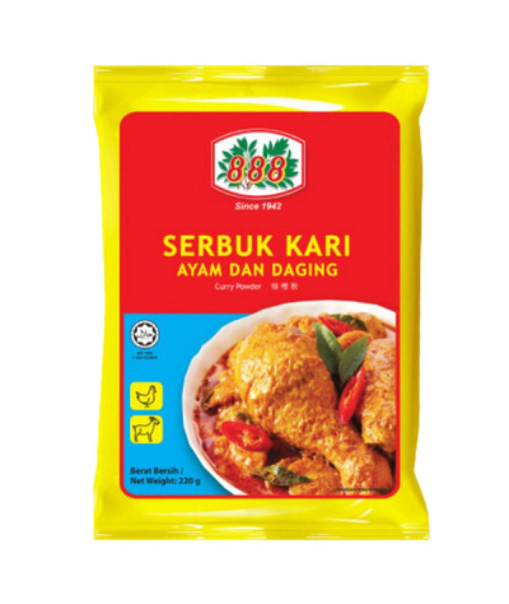 888 SERBUK KARI 220G AYAM DAGING