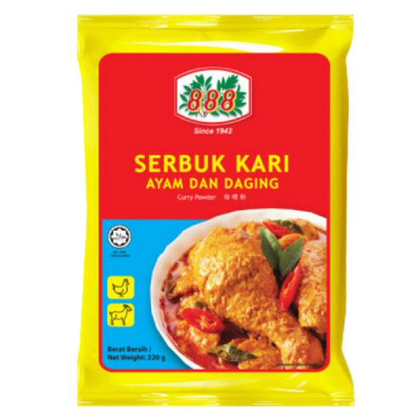 888 SERBUK KARI 220G AYAM DAGING
