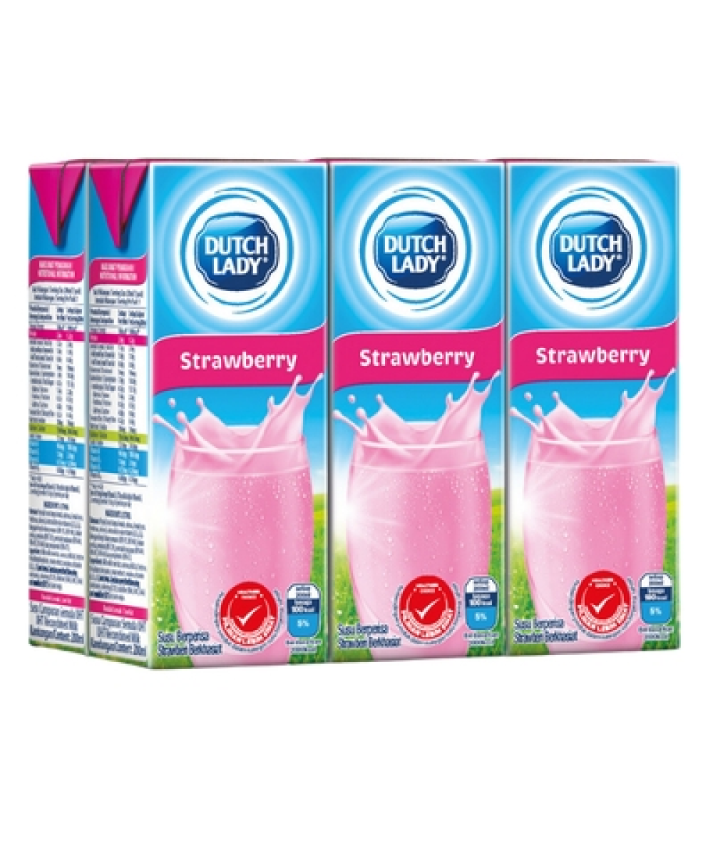 DUTCH LADY UHT MILK 200ML*6 STRAWBERRY