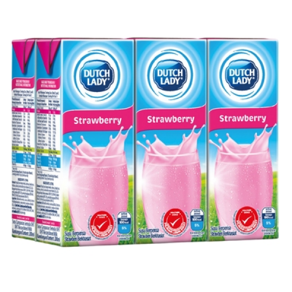 DUTCH LADY UHT MILK 200ML*6 STRAWBERRY