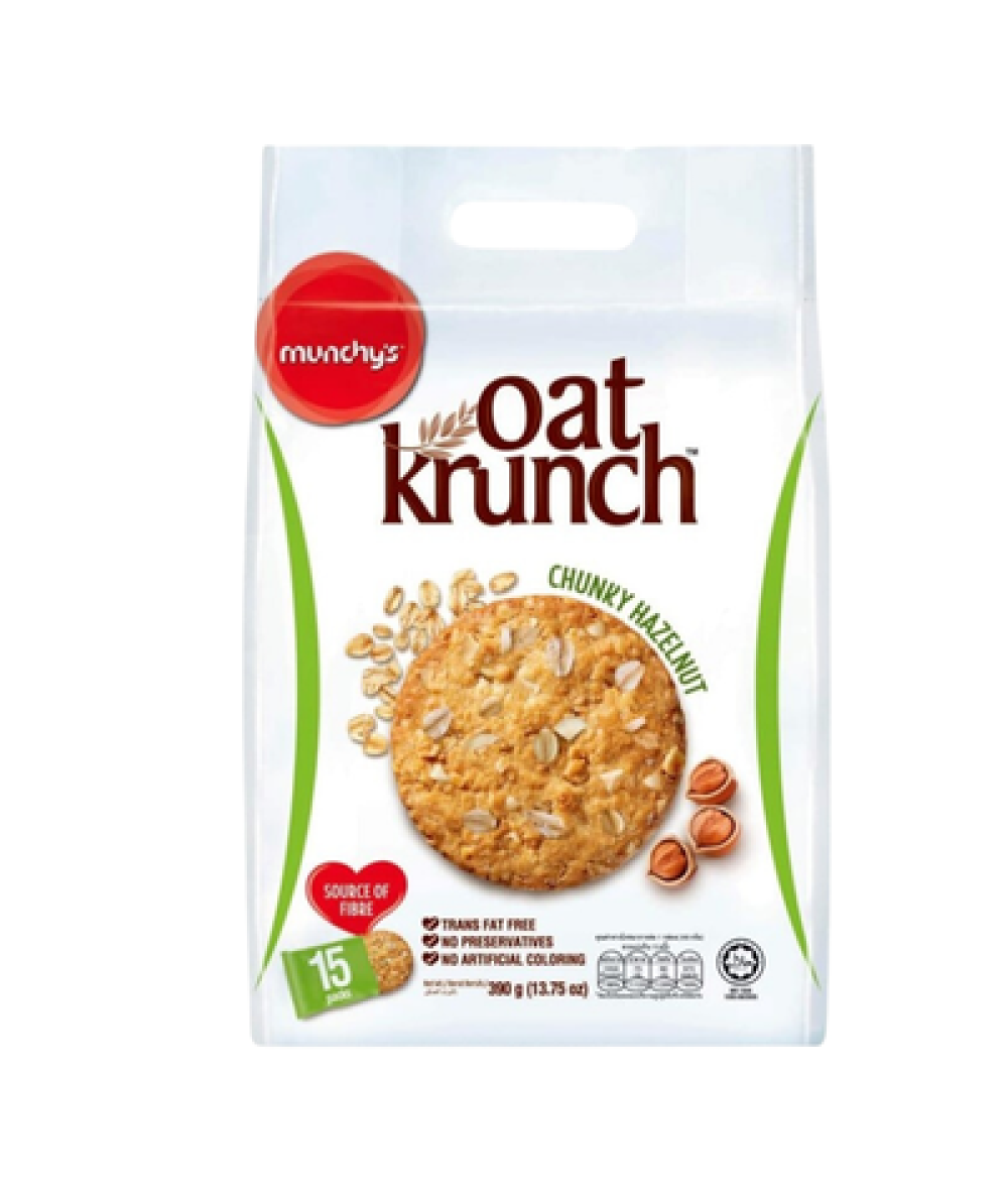 MUNCHY'S OATKRUNCH 390G ORGANIC CHUNKY HAZELNUT