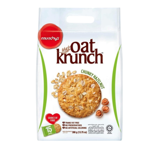 MUNCHY'S OATKRUNCH 390G ORGANIC CHUNKY HAZELNUT