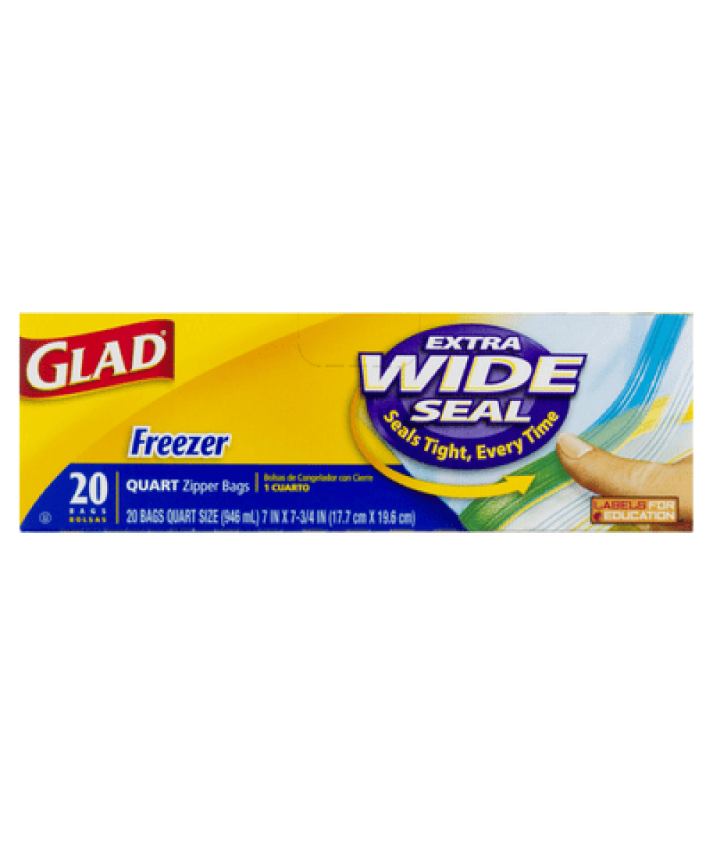 GLAD FREEZER ZIPPER QUART 20CT