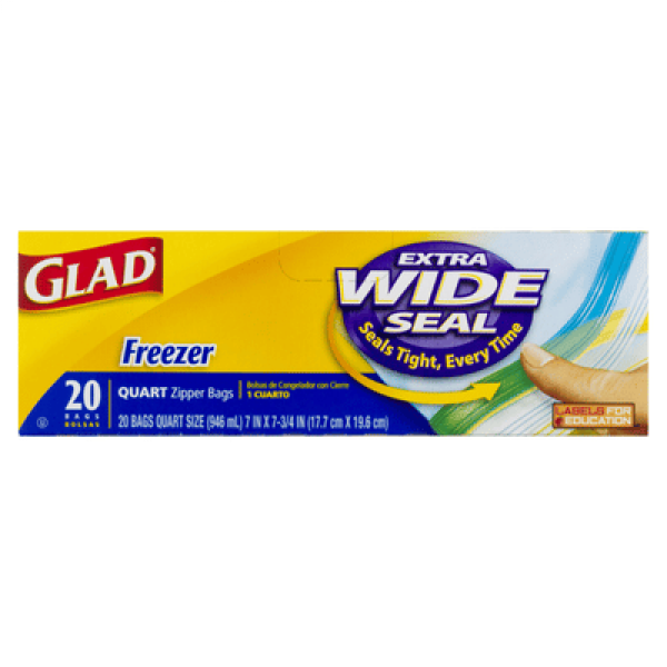 GLAD FREEZER ZIPPER QUART 20CT
