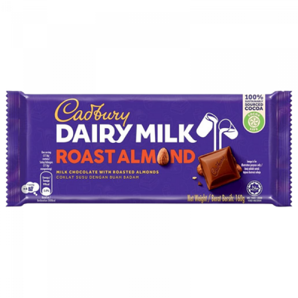 CADBURY DAIRY MILK 165G ROAST ALMOND