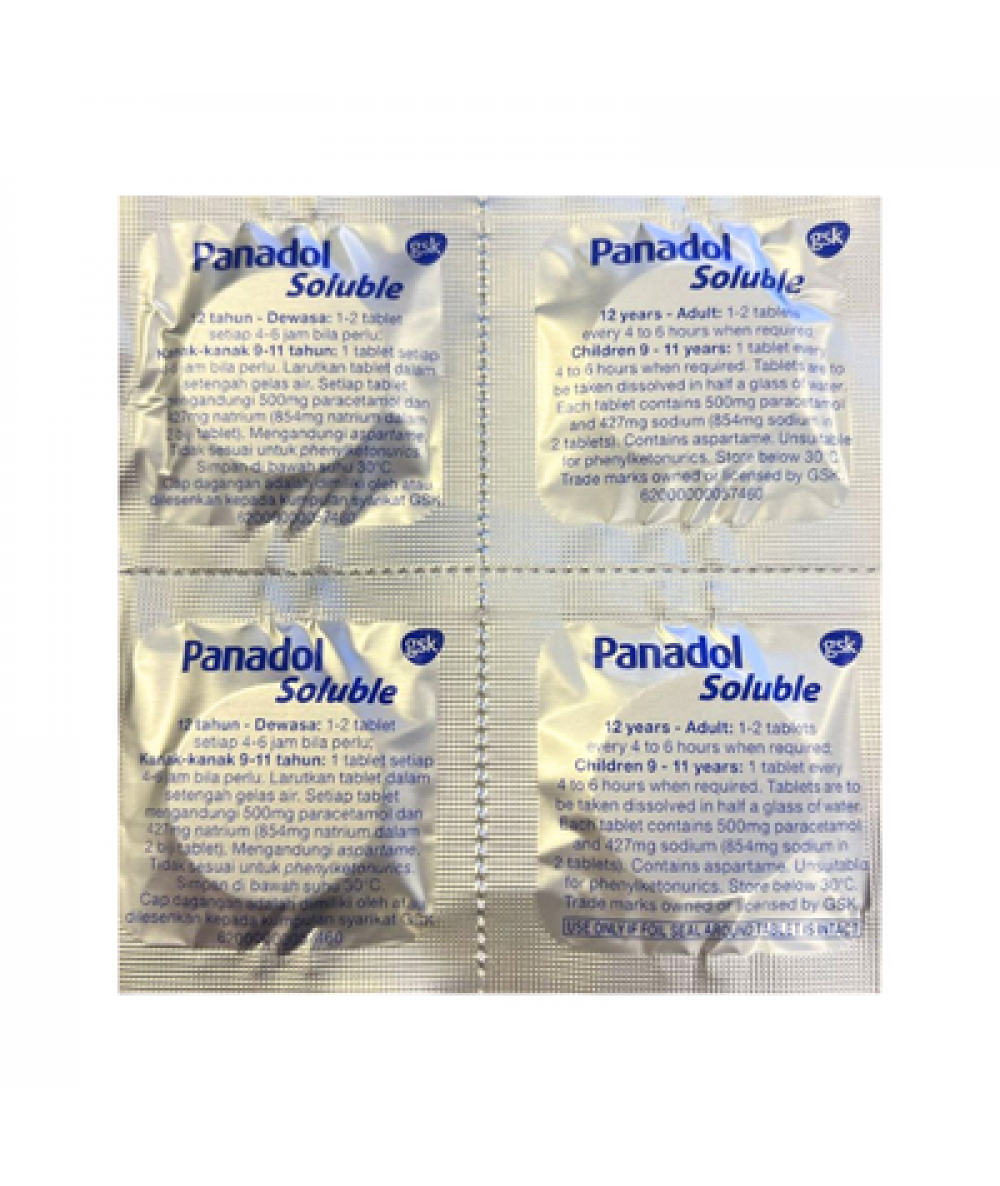 PANADOL SOLUBLE 500MG 4'S