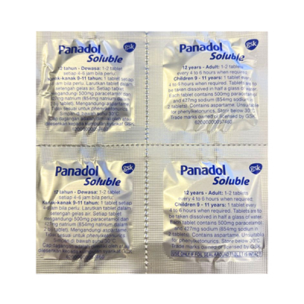 PANADOL SOLUBLE 500MG 4'S