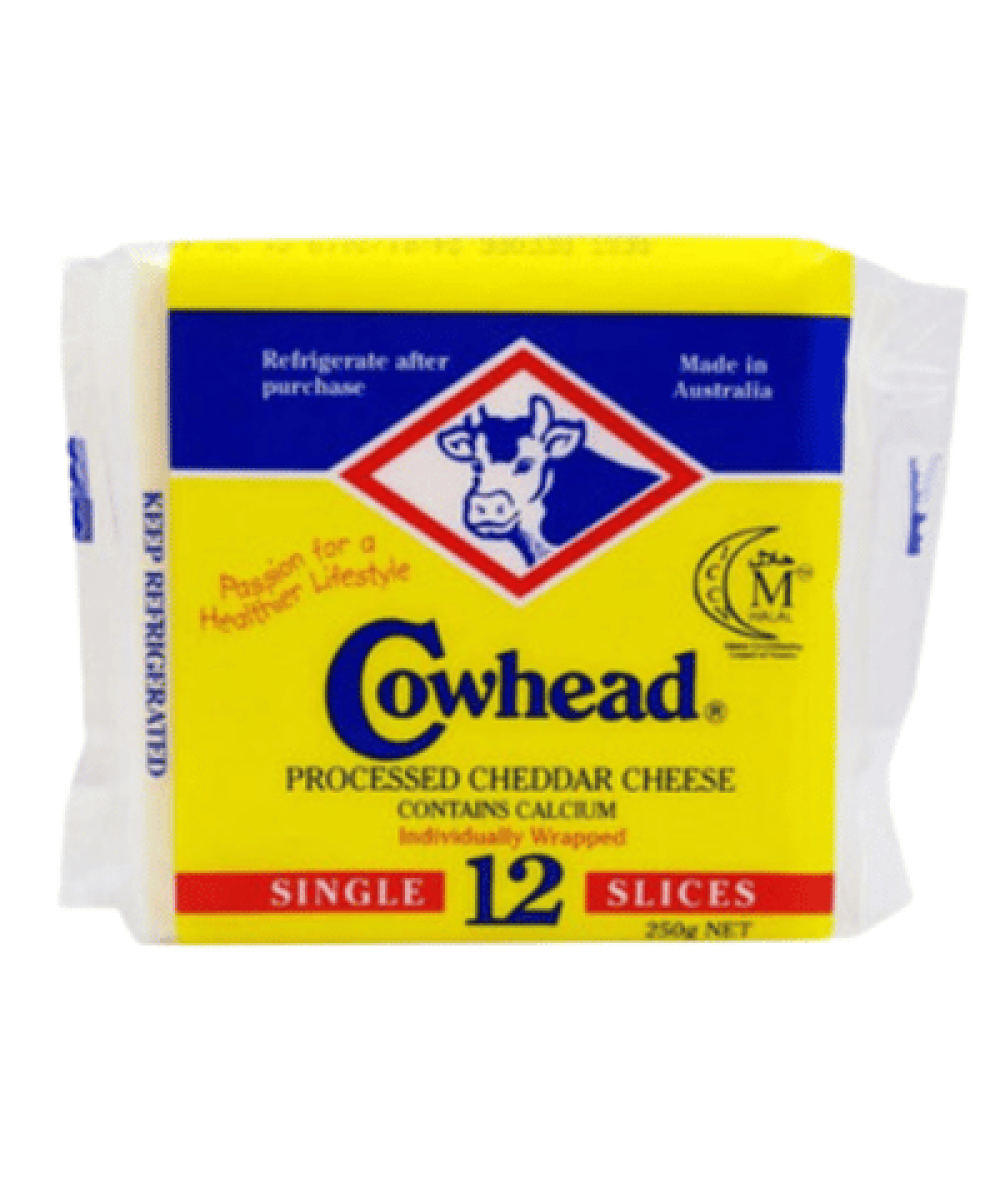 COWHEAD SLICE CHEDDAR CHEESE 12'S 250G