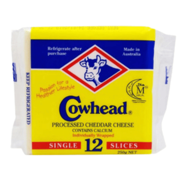 COWHEAD SLICE CHEDDAR CHEESE 12'S 250G