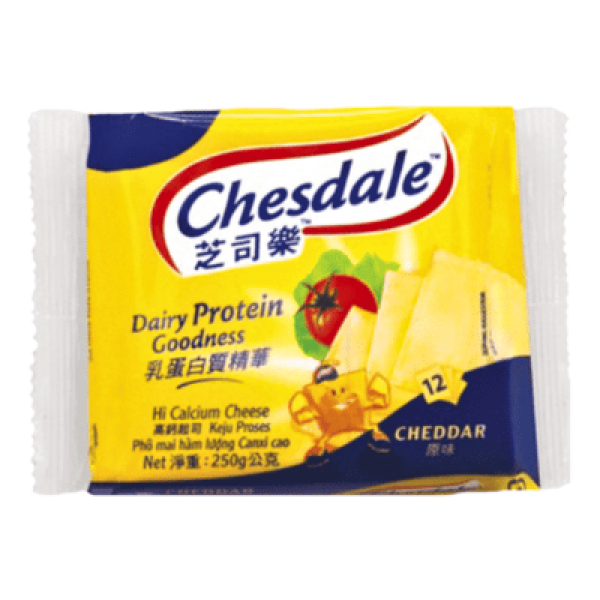 CHESDALE SLICE CHEESE 12'S 250G