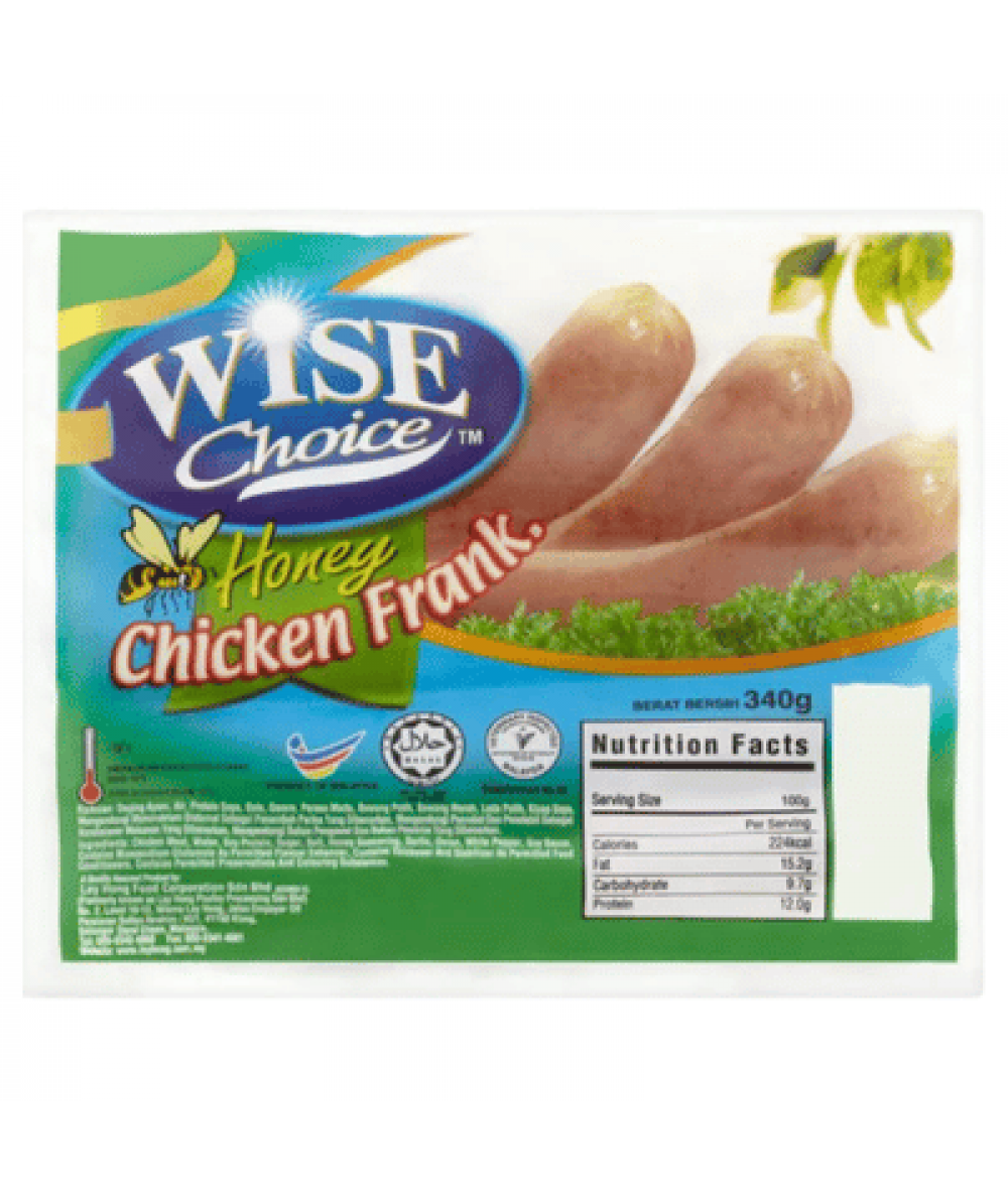 WISE CHOICE HONEY CHICKEN FRANK 340G