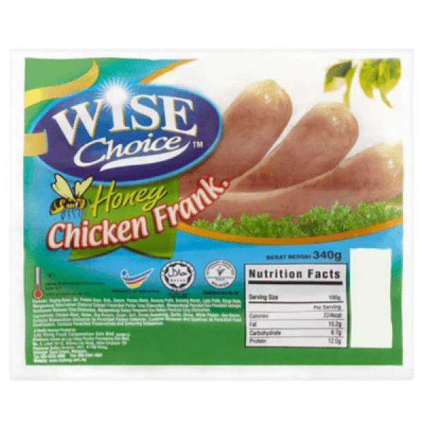 WISE CHOICE HONEY CHICKEN FRANK 340G