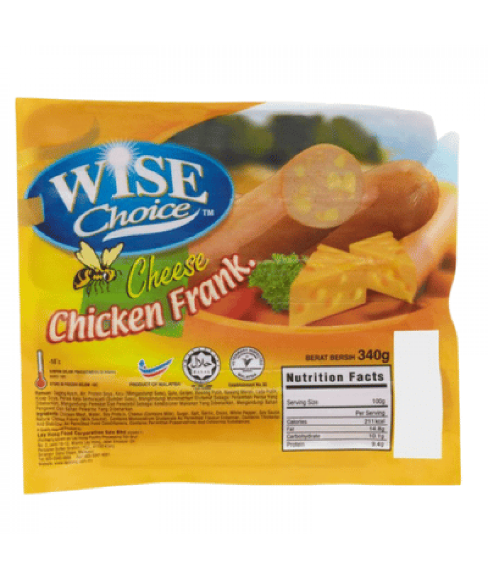 WISE CHOICE CHEESE CHICKEN FRANK 340G (###)