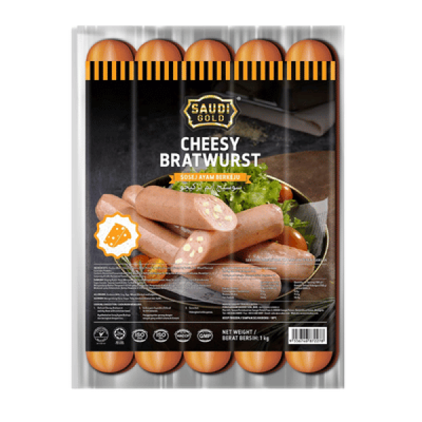 SAUDI GOLD BRATWURST 1KG CHEESY