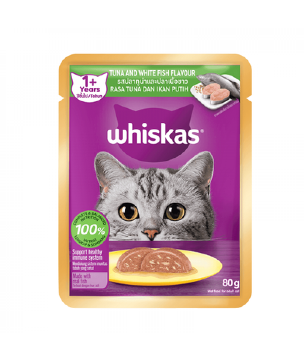 WHISKAS POUCH 80G TUNA&WHITE FISH 