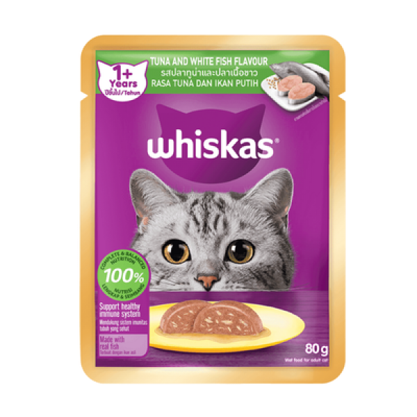 WHISKAS POUCH 80G TUNA&WHITE FISH 