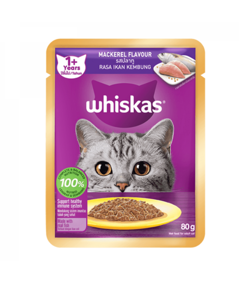 WHISKAS POUCH 80G MACKEREL 