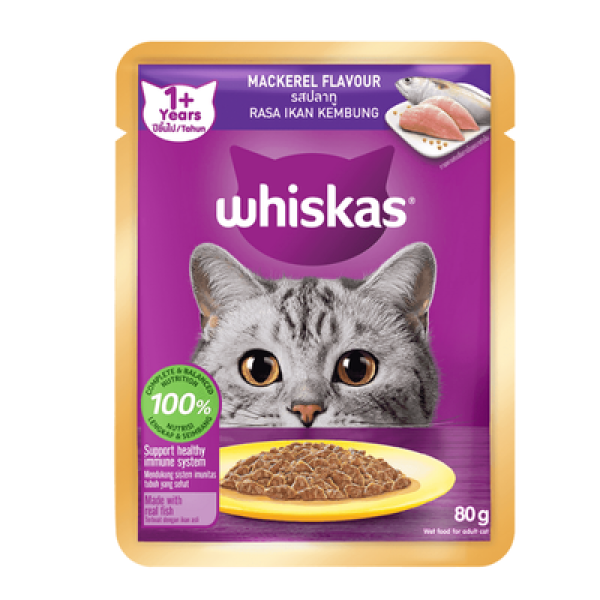WHISKAS POUCH 80G MACKEREL 